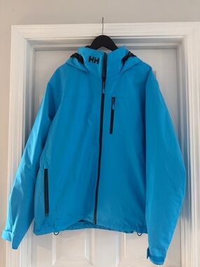 Helly Hansen Turquoise Blue Hooded Rain Jacket